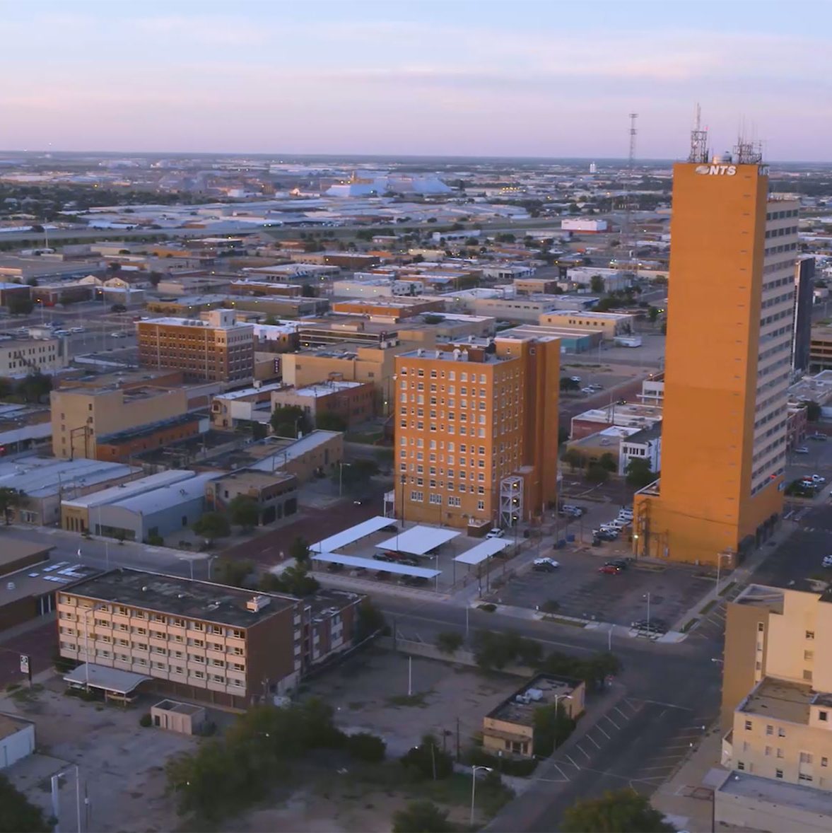 Aerial image of downtown Lubbock Texas